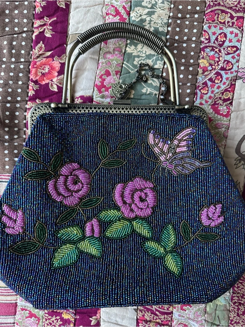 Beaded Floral & Butterfly Evening Bag